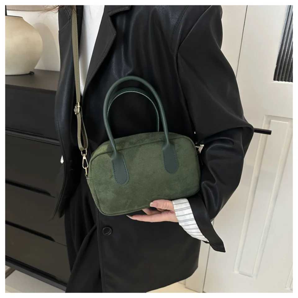 Retro Suede Women Top Handle Bag High Quality Crossbody Bag Solid Color Tote Bag Large Capacity Boston Bag Autumn Winter Handbag Z250926