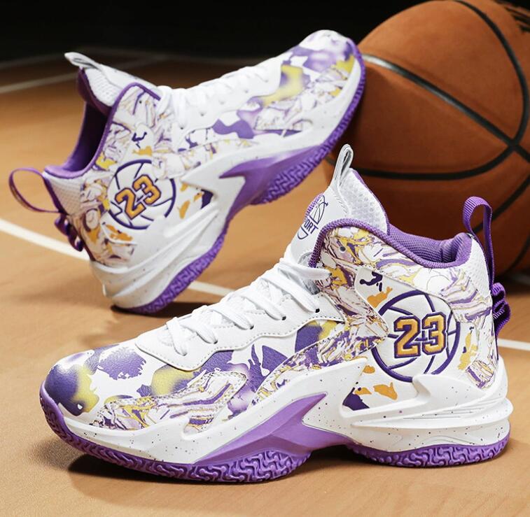 23 letter fashion men's sneaker practical basketball shoes junior high school boys' high top sports shoes casual running shoes Z 9.8-9