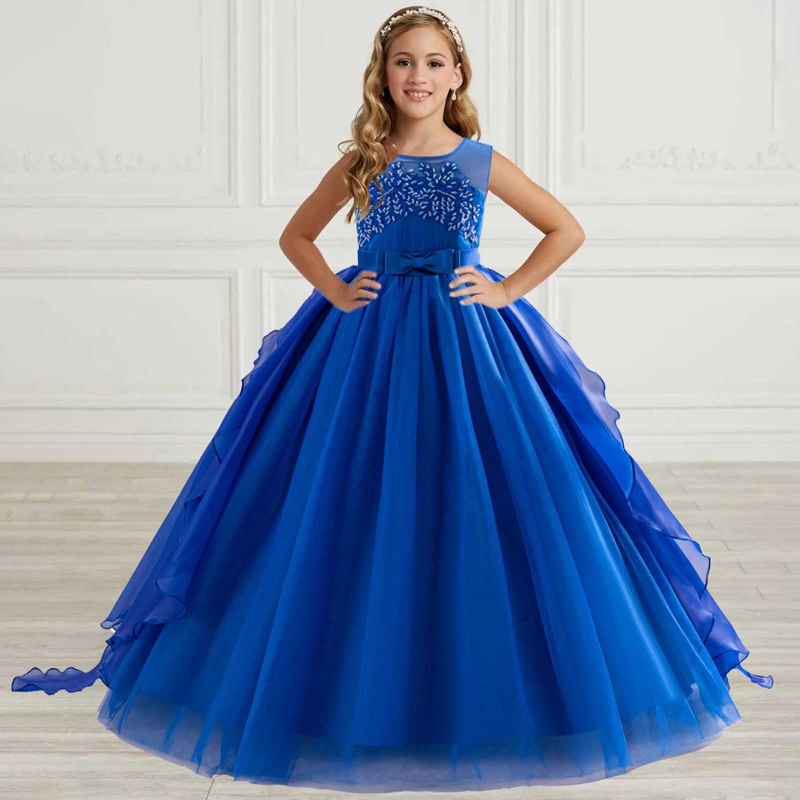 Teen Sequin Princess Girls Party Dresses Elegant Flower Bridesmaid Birthday Kids Dresses for Girl Wedding Princess Gown Vestidos Z250926