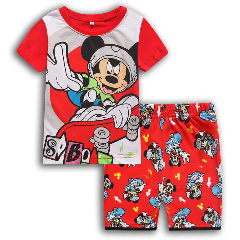 Disney New Summer Kids Boys Girls Clothes Baby cotton Princess Pajamas Summer Short Sleeved Set Cartoon Minnie Childrens Sleepwear H250926