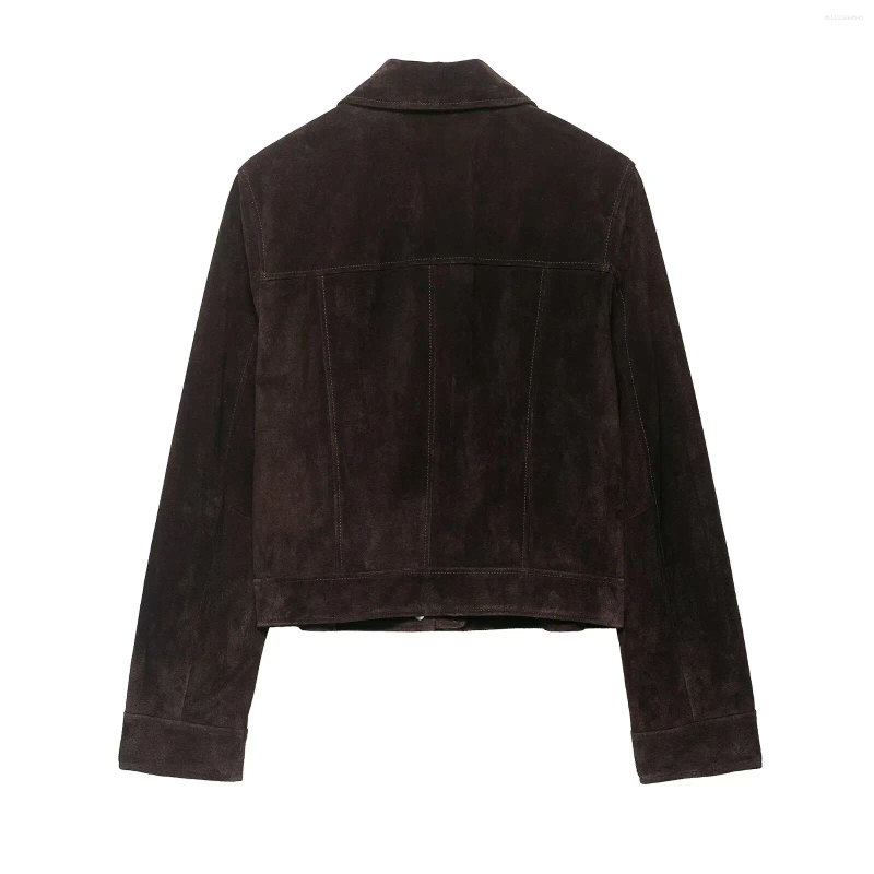 Women's Jackets Fashion Laple Suede Zipper Pockets Women Full Sleeve Breasted Short Autumn Winter Lady Outwears