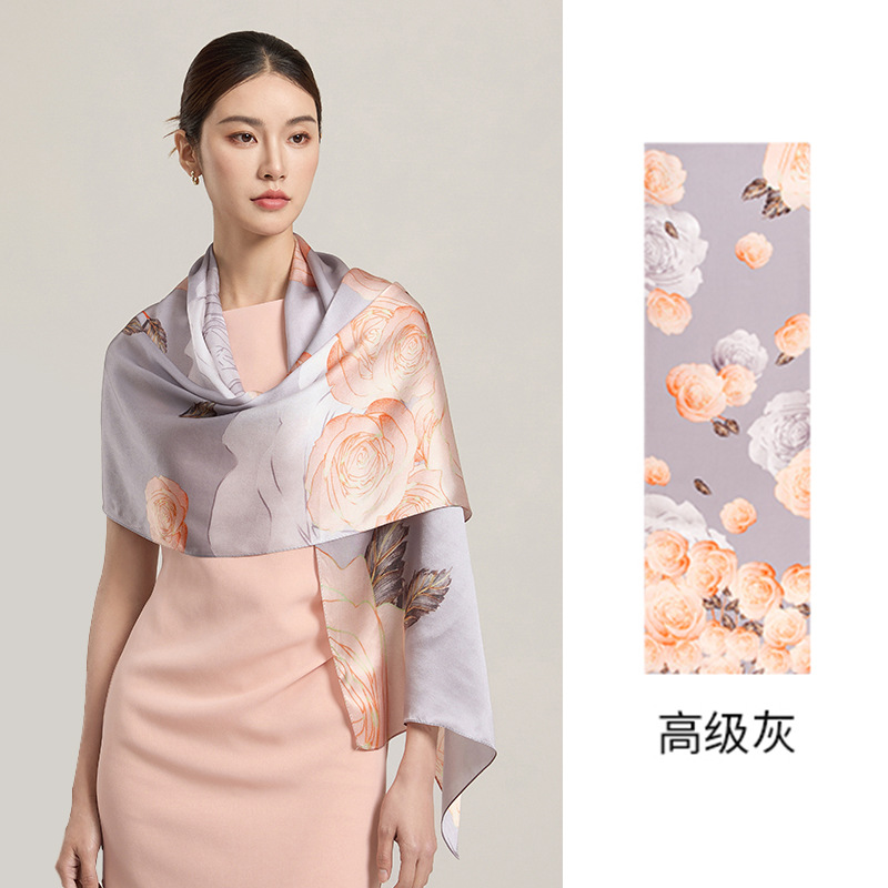 Chinese-Style High-End Light Luxury 100% Mulberry Silk Scarf Shawl for Women - Classic Charm Skin-Friendly Silky Smooth Ideal as a High-End Luxury Gif