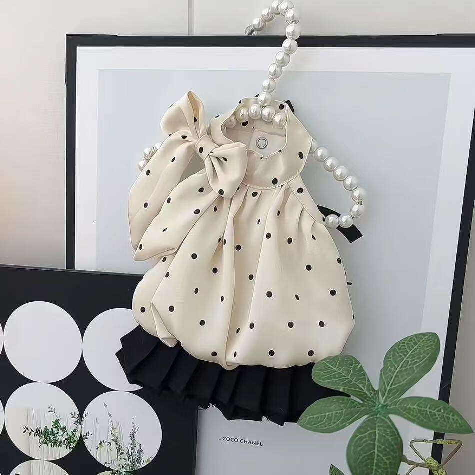 Dog cat dress spring and summer thin pet clothes breathable lace polka dot skirt anti-hair loss cute ins style