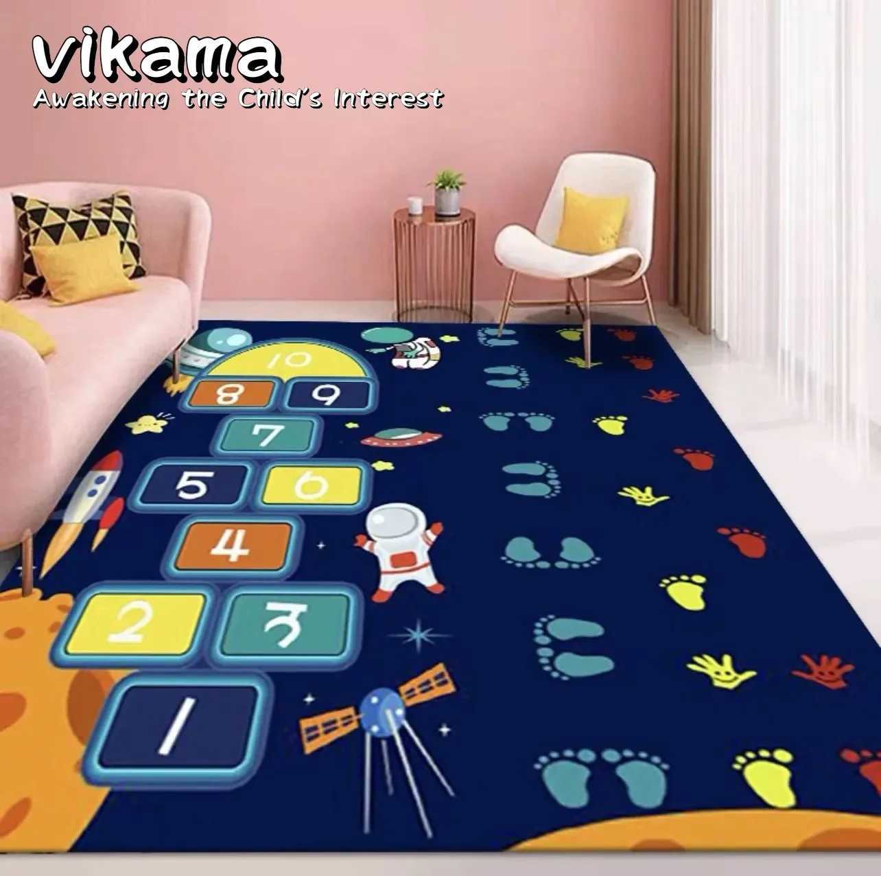 VIKAMA Childish Style Carpet Machine Washable Carpet Cartoon Hopscotch Floor Mats Childrens Room NonSlip Bedroom Rugs C250926