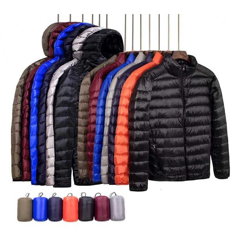New Brand Autumn Winter Light Down Jacket Mens Fashion Hooded Short Large Ultrathin Lightweight Youth Slim Coat Down Jackets W250926