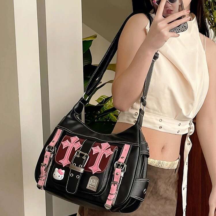 Designer Bag Luxury Bag 2025 New Trendy Cool Girl Black And Pink Color-Block Shoulder Bag Crossbody For Niche Millennial Hot Girls 01