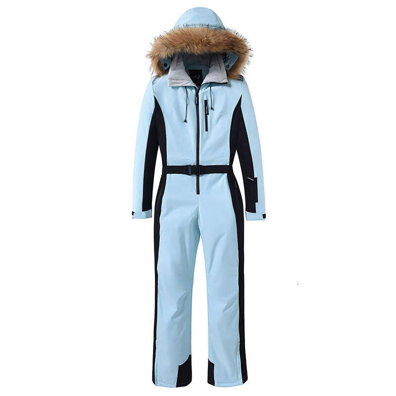 Women's Slim Fit Winter Outdoor Windproof Waterproof Warm Jacket Double Board Ski Suit One-Piece