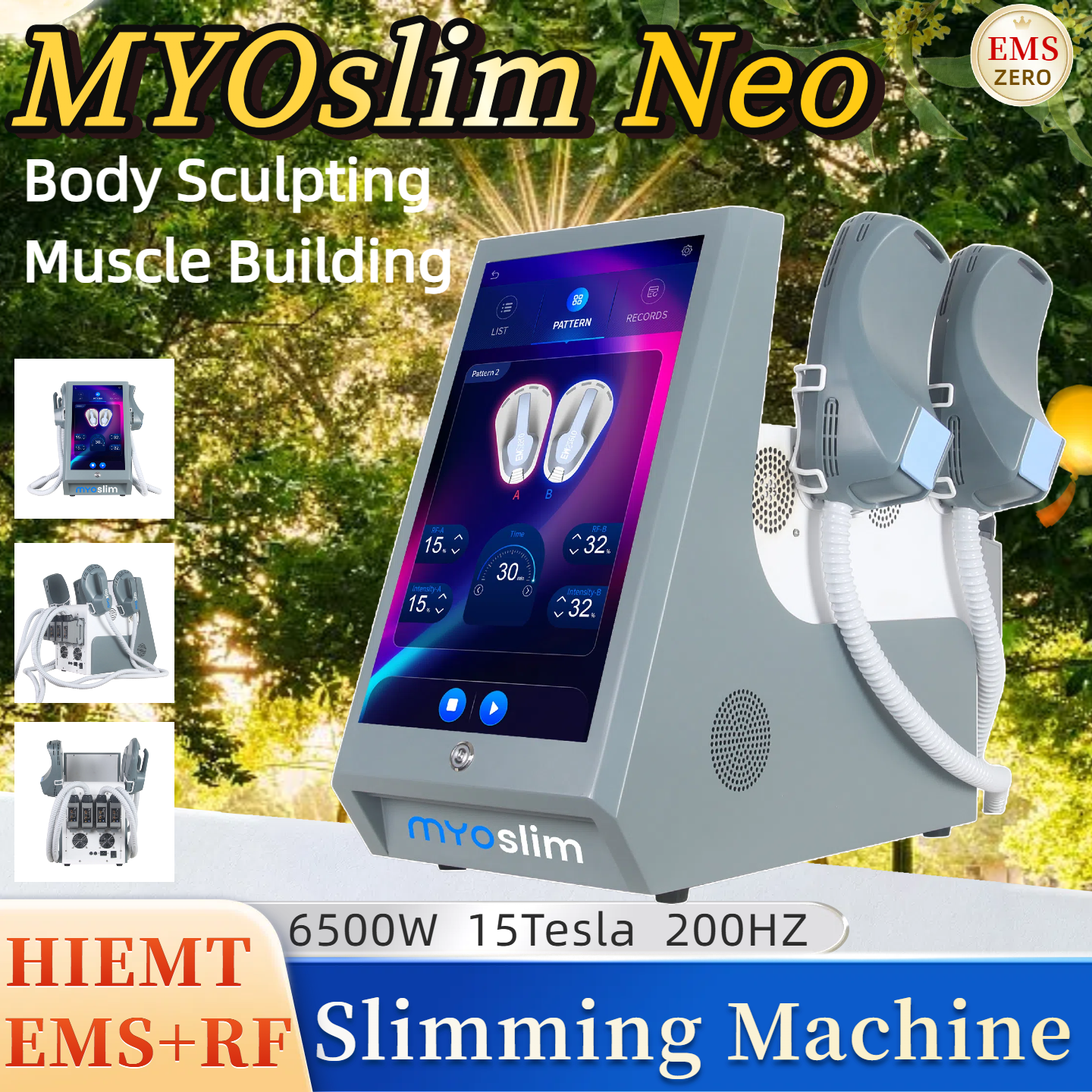 EMSzero Neo MYOslim EMS Sculpt Body Sculpting RF Weight Loss Slimming And Muscle Building Fat Loss Electromagnetic Stimulation HIEMT Machine 4/5 Handl