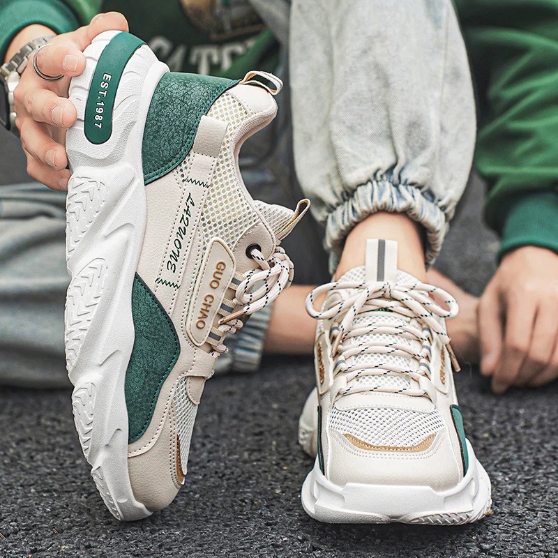 Men's Shoes 2025 New Spring Breathable Mesh Surface All-in-one Casual Men's Non-slip Increase Running Sports Shoes Elevated Design Sport Sho