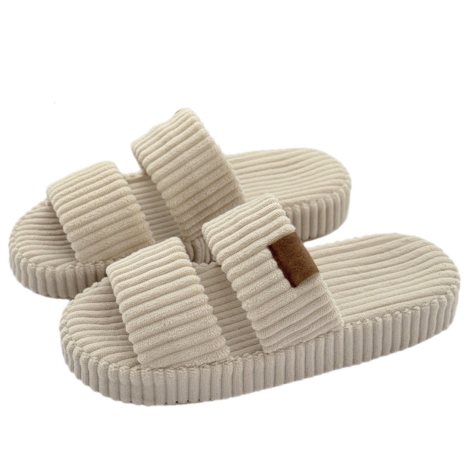 Corduroy Arch Support Bed Slip-On Striped Comfortable Home Cotton Slippers ddmymarket