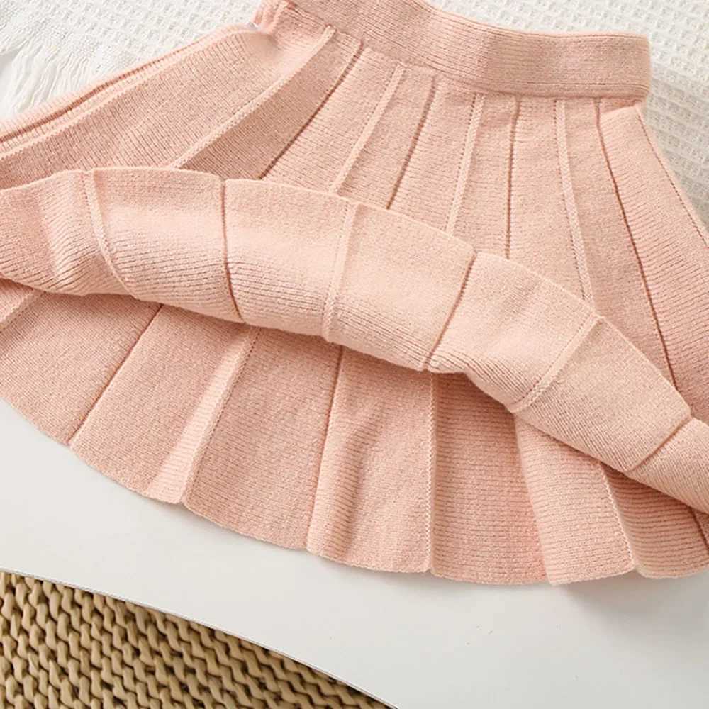 27Y Autumn Girls Clothing Set Knit Bunny Cardigans Pleated Skirt 2Pcs Knit Suit Girls Sweater Knit Outerwear L250926HC6N