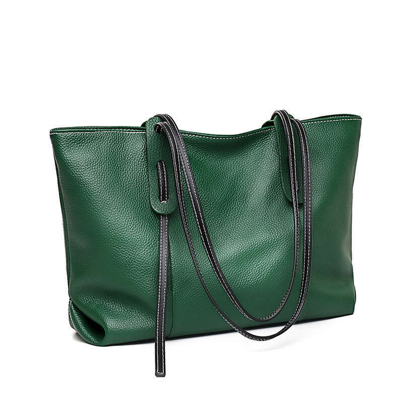 designer bag Luxury bag Genuine Leather Tote New Large Capacity Shoulder Bag Women's Top Layer Cowhide Solid Color Commuter Handbag