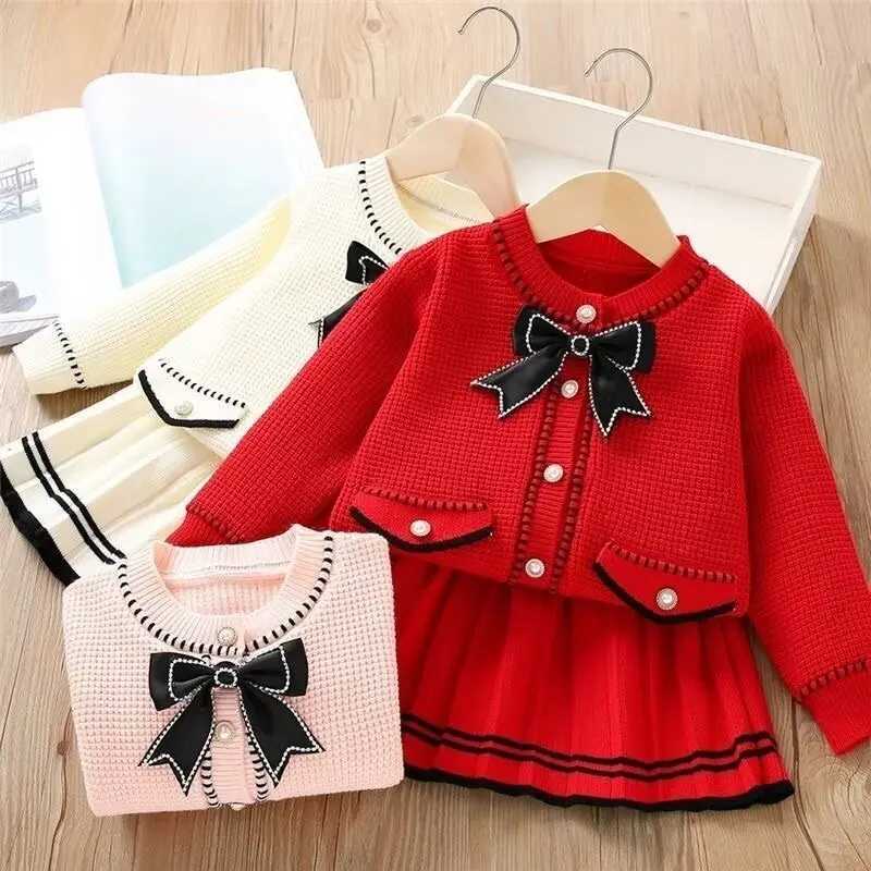 Baby Girls Clothing Set Sweater Clothing Outfit Newest Winter Knitted Solid Color Casual Top Skirt 3 4 5 6 7 T L250926SP84