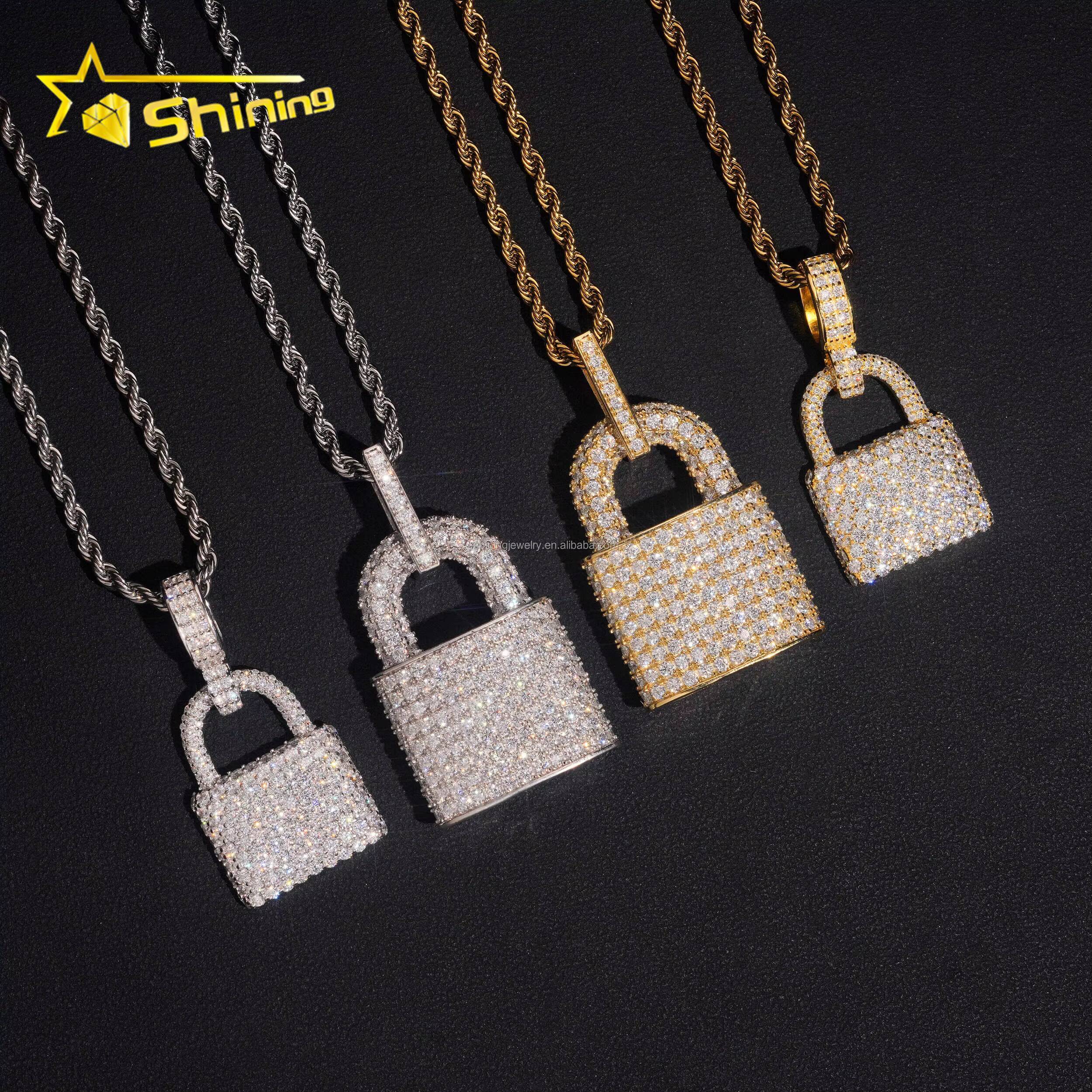 Hot Sale New Arrivals Pass Diamond Tester Rapper Jewelry VVS1 Moissanite Diamond S925 Silver Iced Out Man Lock Pendant Charms