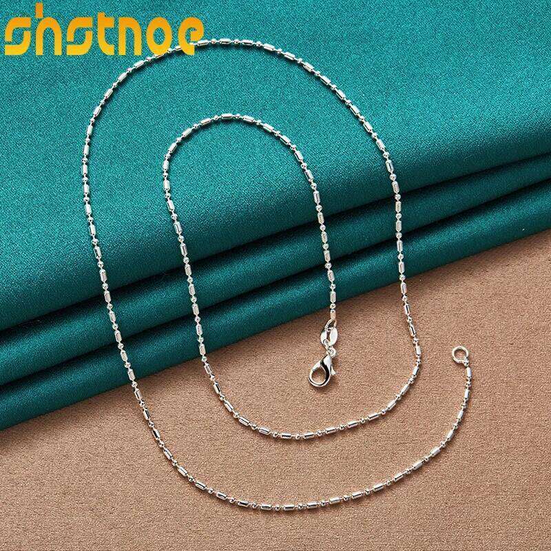 SHSTONE Sterling Sier 16-30 Inch Bamboo Beads Chain Necklace For Women Man Engagement Wedding Fashion Charm Jewelry