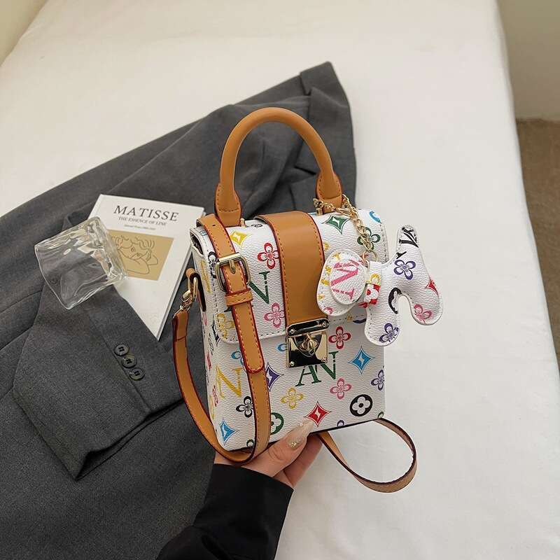 Designer Bags Women Fashion Crossbody Bag Small Square Phone Bag With Cartoon Dog Pendant New Pattern Printed Shoulder Bag Clutch Travel Outdoor