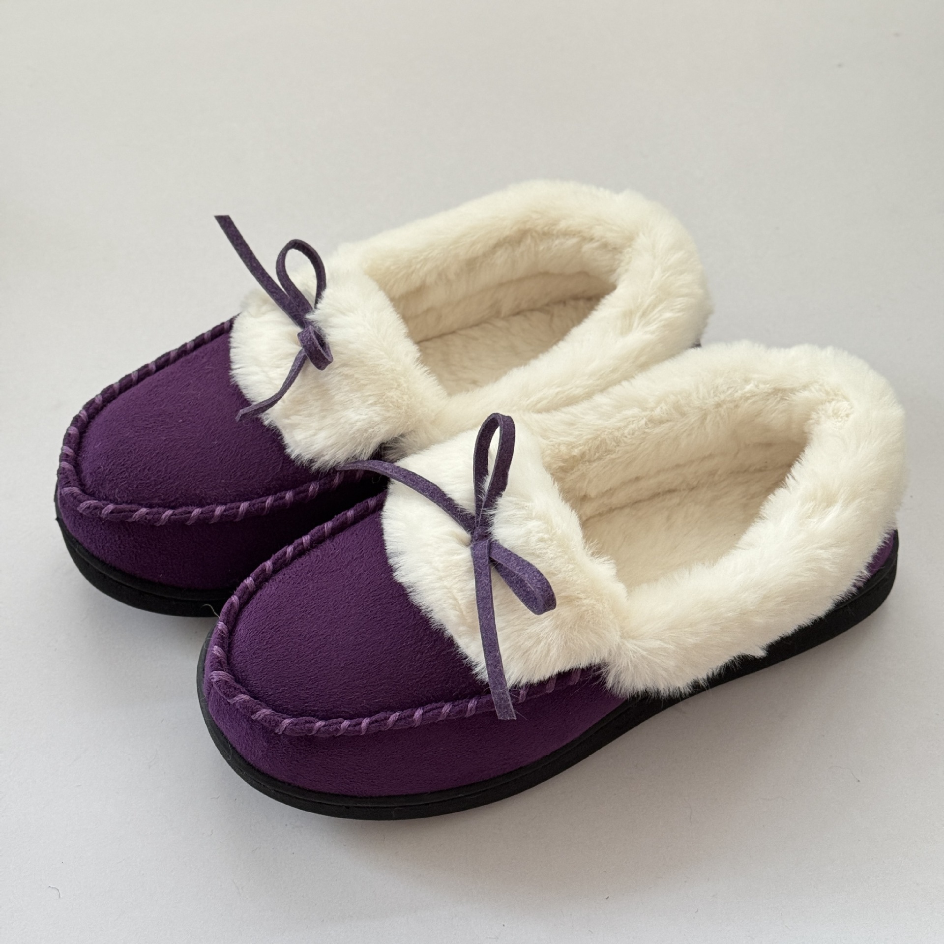 Autumn and Winter Hot-Selling Indoor Warm Furry Slip-On Shoes with Bow Decoration for Home Use ddmymarket