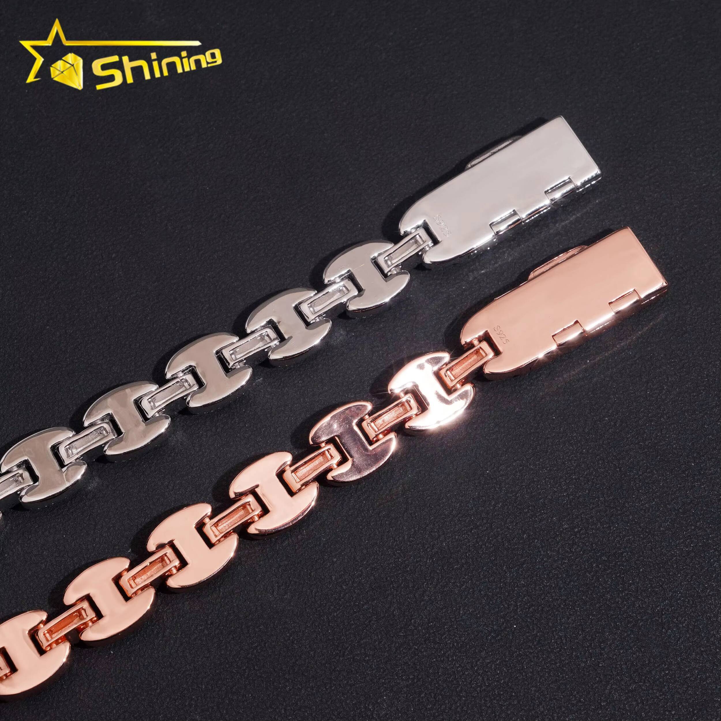 Pass Diamond Tester New Style 925 Silver 12mm Rose Gold GRA Certified Moissanite Bracelet