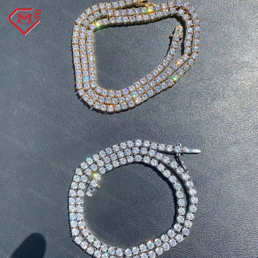 Wholesale Price 3mm Tennis Iced Out D Color Vvs 925 Sterling Silver Gra Certificate Moissanite Tennis Chain for Men Women