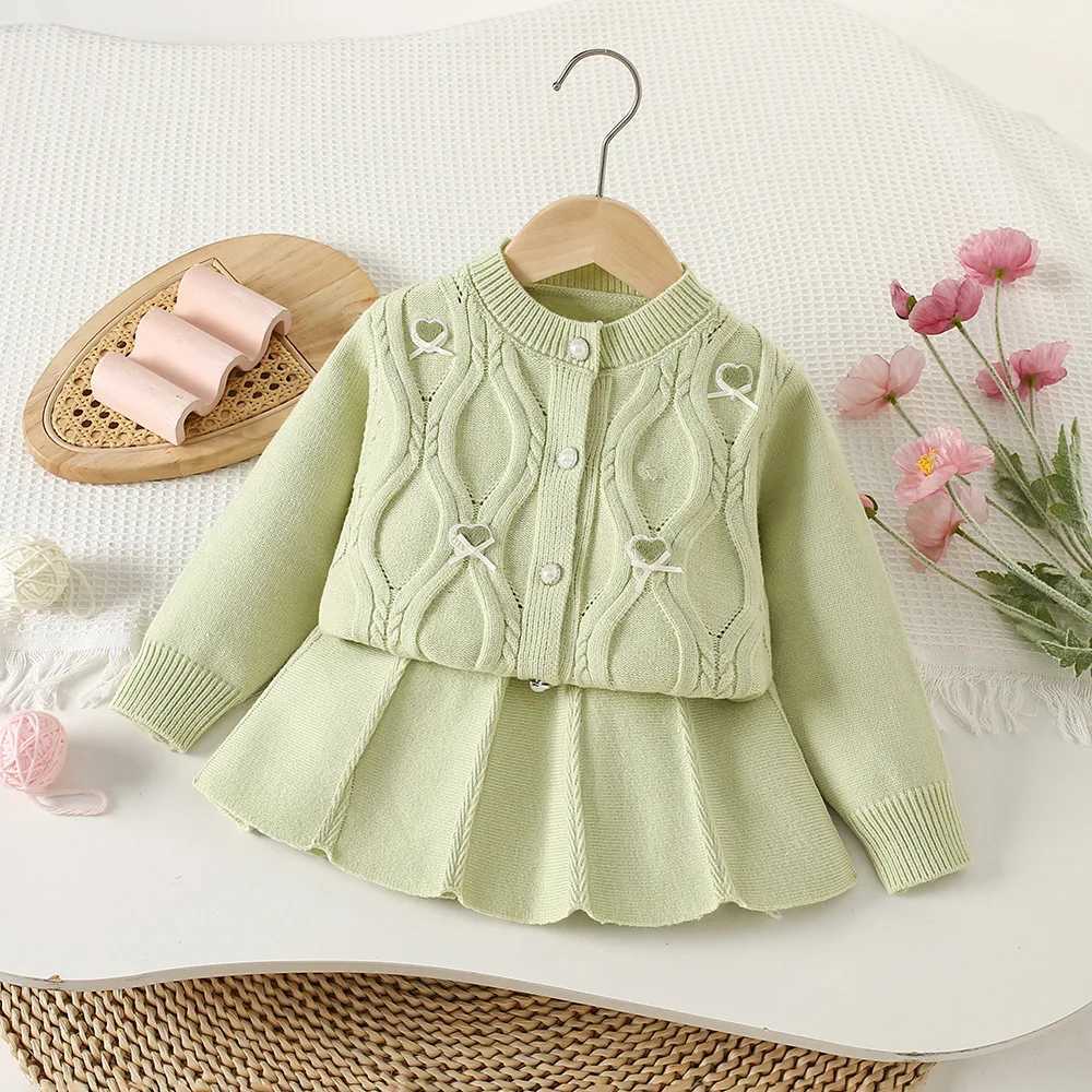 Girls Knitted Clothes Sets Spring Autumn Children Woolen Jersey Sweaters Coats Skirts Princess Dress Suit For Baby Outfits Kids L250926T1ES