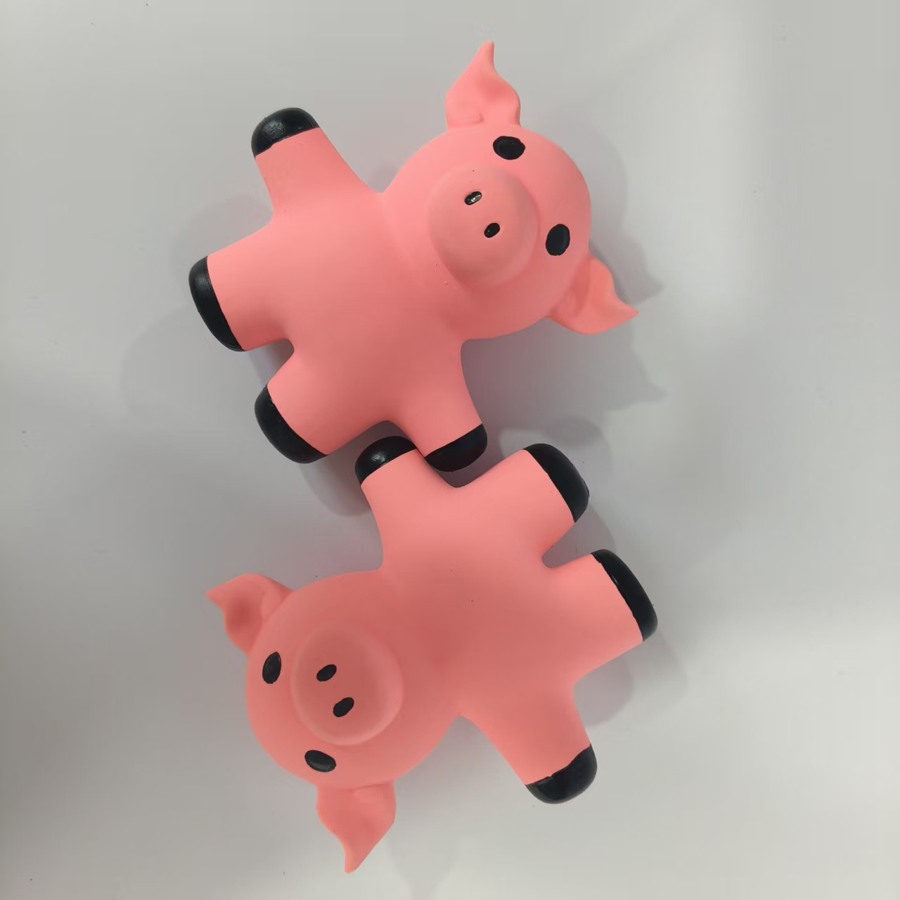 Latex Interactive Pig Dog Toy Soft Natural Rubber Sound Pink Squeaky Canine Pet Toys with Bright Colors for Small and Medium Dogs 2pcs/Pack