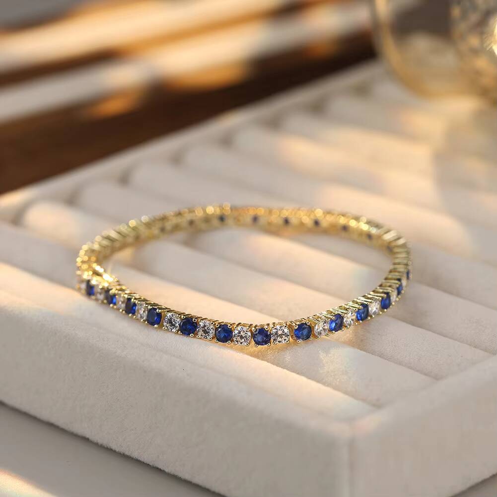 SB137 RINNTIN ClearSapphire Cubic Zirconia Bracelet for Women Girl Fashional 925 Sterling Silver 3mm CZ Tennis Bracelet