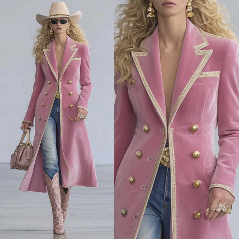 Temperament Women Long Jacket Double Breasted Notch Collar Ladies Prom Evening Guest Formal Occasions Wear Custom Made Suit