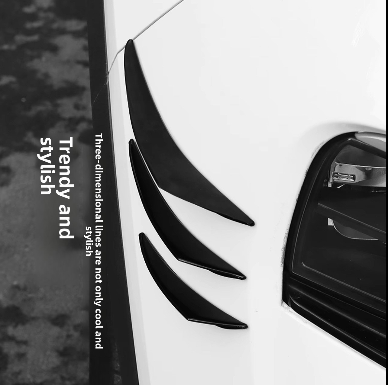 Universal Car Bumper Anti - Collision Strip, Carbon Fiber Moon - shaped Spoiler, Multifunctional Aero Knife for Body Kit-NO13