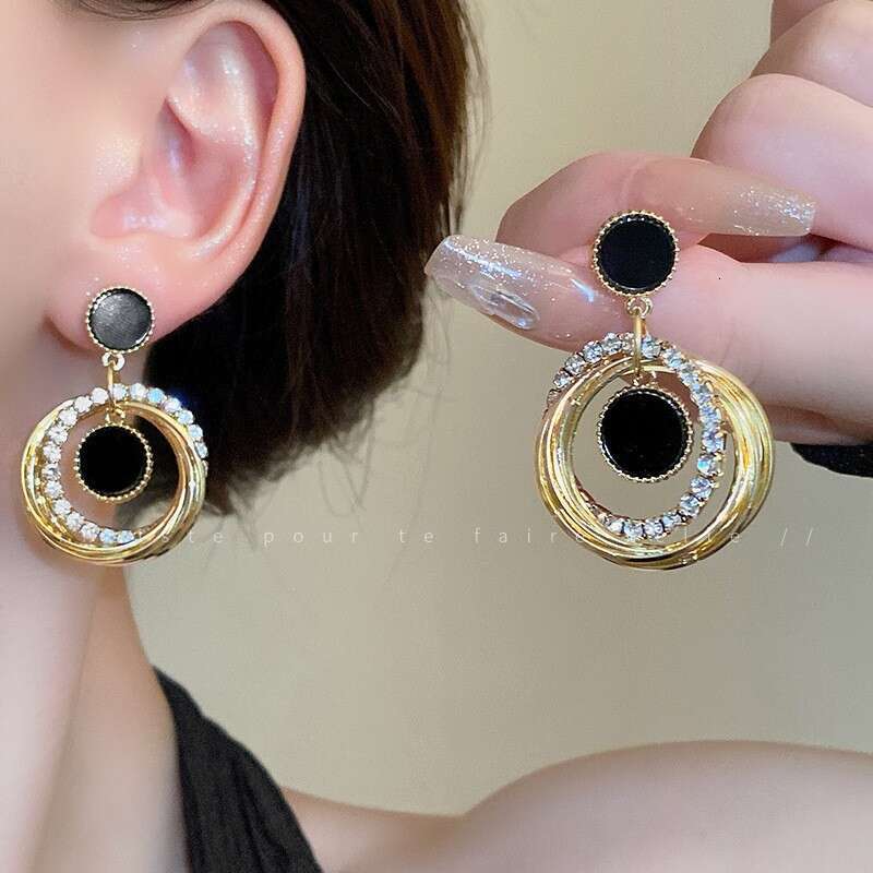 2025 New Trendy Korean Style Ins Personality Stud Long Circle Drop Earrings