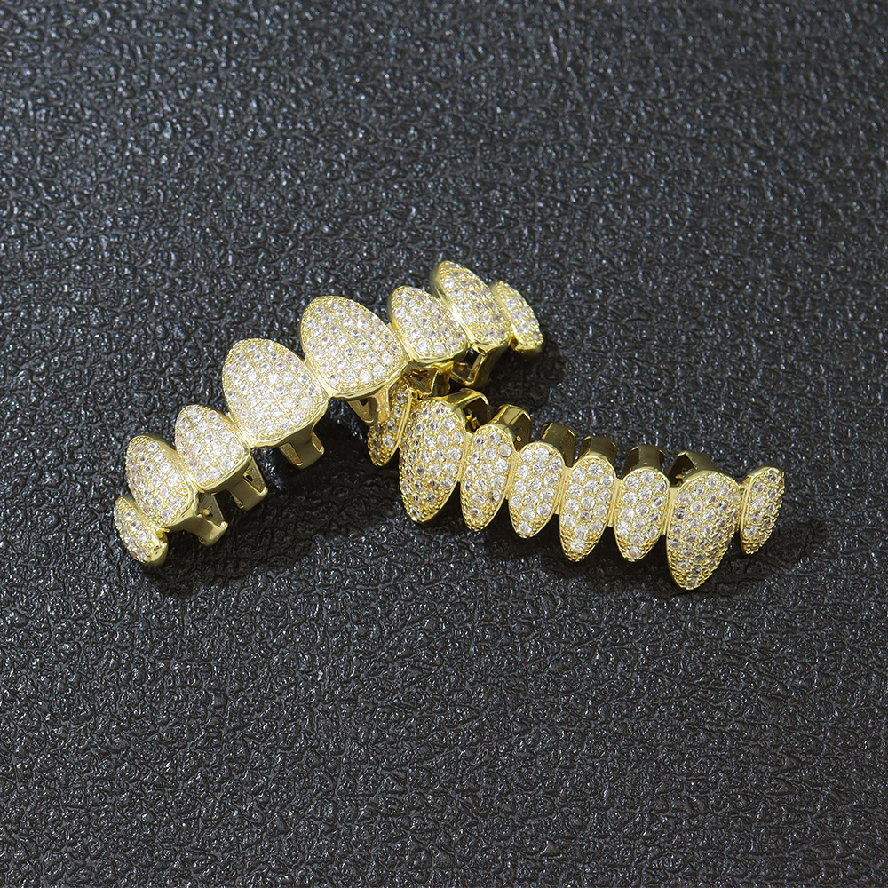 Custom Made Dental Grillz Iced Out Sterling Silver Real Jewelry Zigzag Setting V Moissanite Diamonds Teeth Grillz 14K Gold Plated Single Tooth Grill C