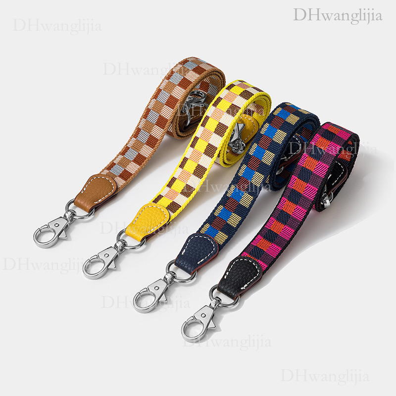 DH Luggage Accessories Checkered Jacquard Ribbon Thin Kelly Evelyn Bag Single Shoulder Crossbody Strap Style