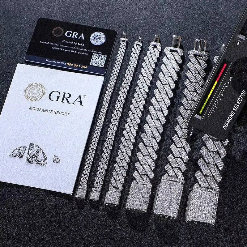 Pass Diamond Tester Byzantine Chain Customized Trendized Size 925 Sterling Silver Iced Out Hiphop Moissanite Cuban Chain