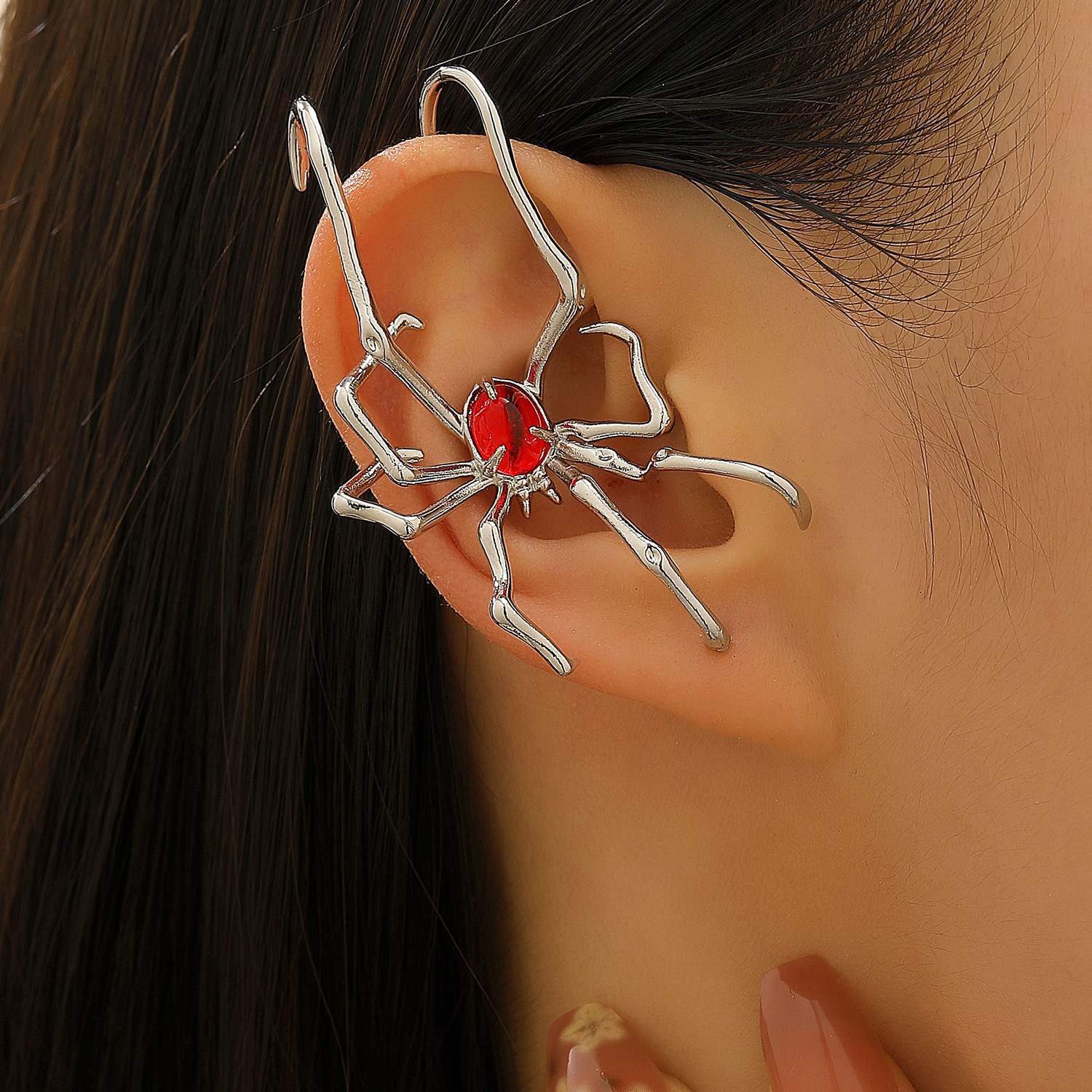 Spider Hook Piercing Ear Bone Clip Halloween Dark High-End Spicy Girl Cool Style Earrings