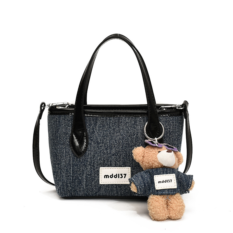 Autumn new Bag color blocked women's handbag retro style fashionable casual commuting denim shoulder bag light luxury designer bag