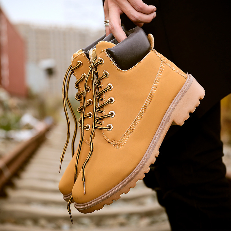 Designer boots Large Yellow Warm and anti slip Martin Work Shoes Men's Boots