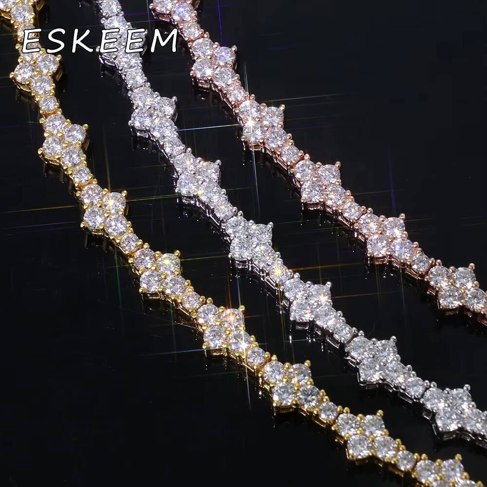 Wholesale Rose Gold Plated Cross Tennis Chain 925 Silver VVS Moissanite 65mm Iced Out Tennis Chain Bracelet Hot Sale