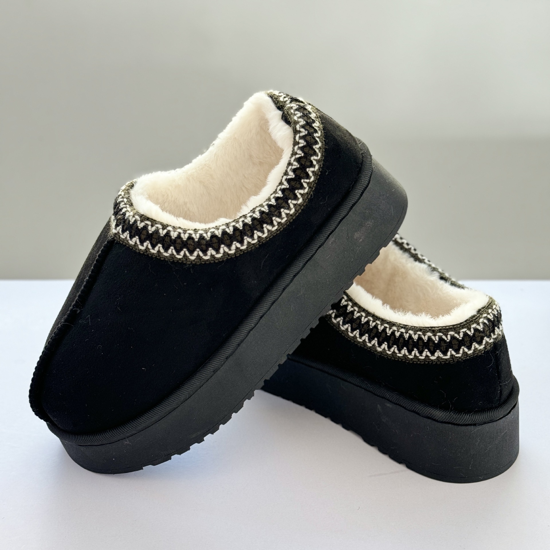 Fleece-Lined Warm Slippers Women, Autumn and Winter New Low-Cut Outdoor Two-Way Cotton Shoes, Ethnic Style Snow Shoes for Women ddmymarket