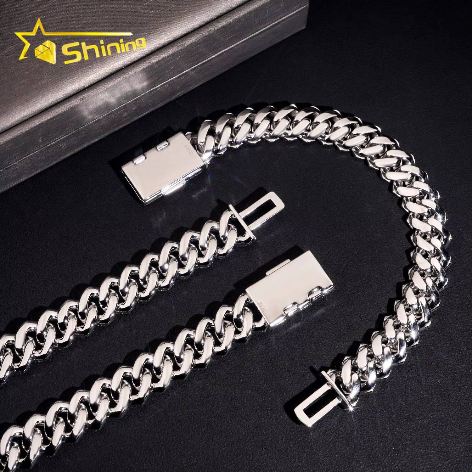 Hip Hop Mens Bracelet Fine Jewelry 925 Sterling Silver 15mm 3rows 4rows Moissanite Cuban Bracelet GRA Certificated