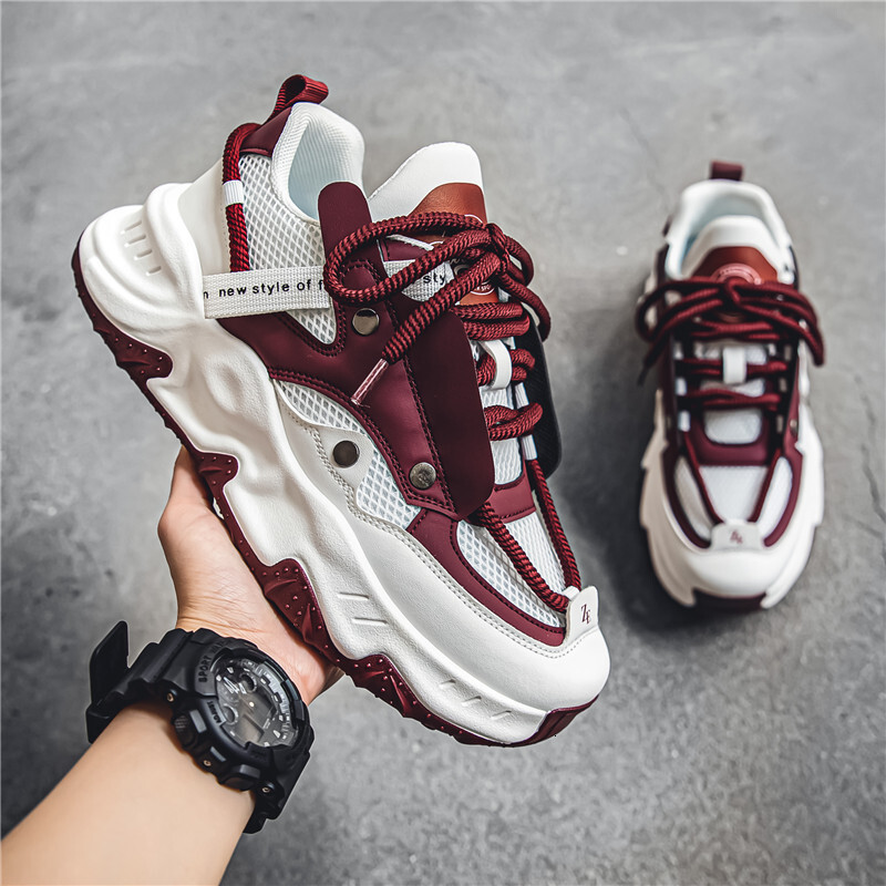 Designer shoes Mesh Sports Running Popcorn Casual Men's Thick Sole Height Increasing Shoes