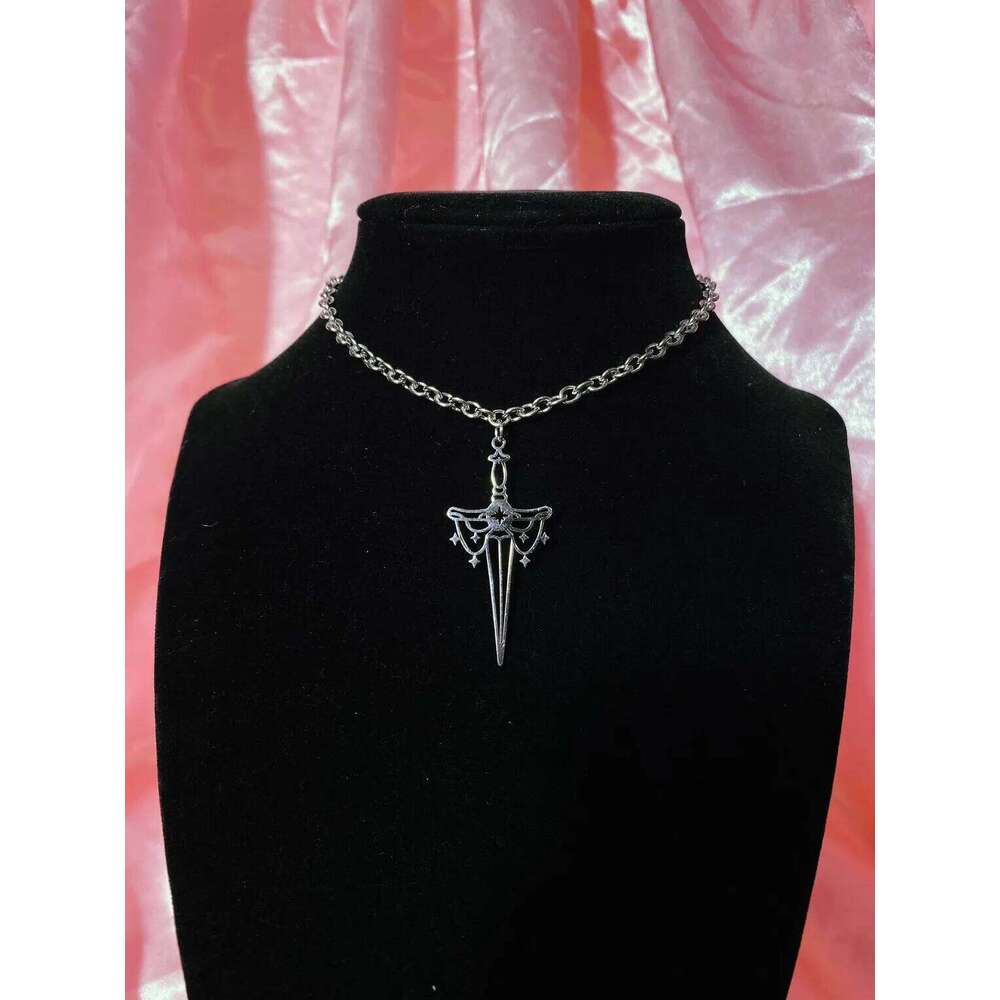 Vintage sword necklace,Goth jewelry,Middle Ages,Broken sword,Pentagram,Moth,Mystery,Rock,Y2k,Blood drop,Choker For Women Man