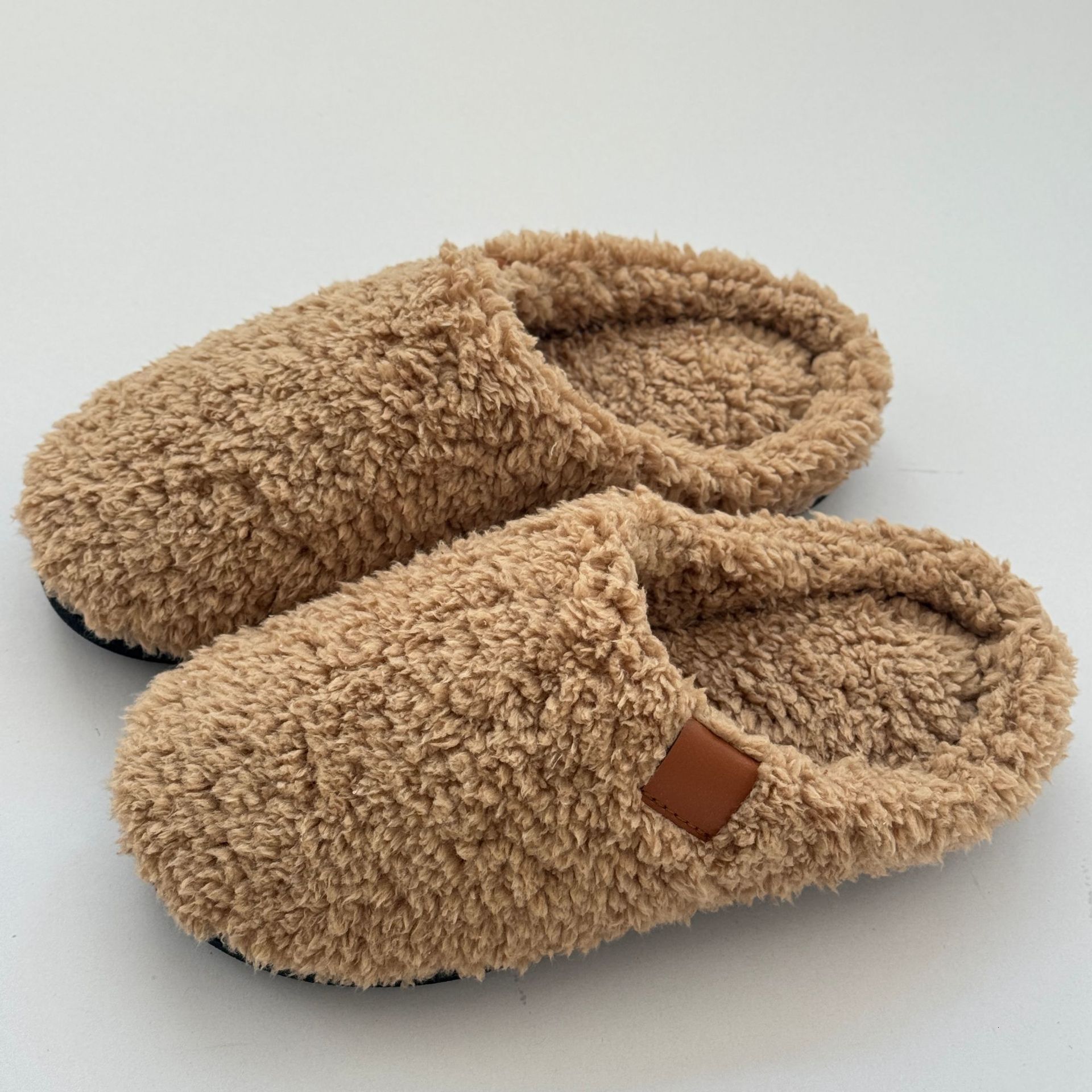 Cotton Velvet Leather Label TPR Soft Bottom plaid Men and Women Same Style Home Slippers ddmymarket