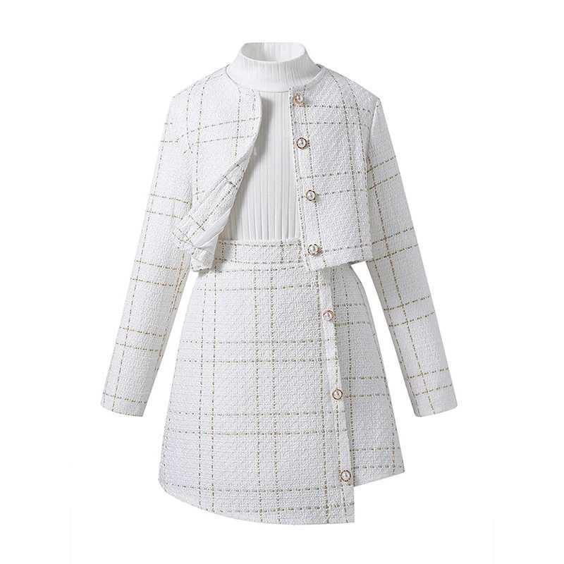 Citgeett Spring Kid Girl Skirt Outfit Long Sleeve Button Front Jacket ALine Skirt Ribbed Tops Clothes Set L250926NIMT
