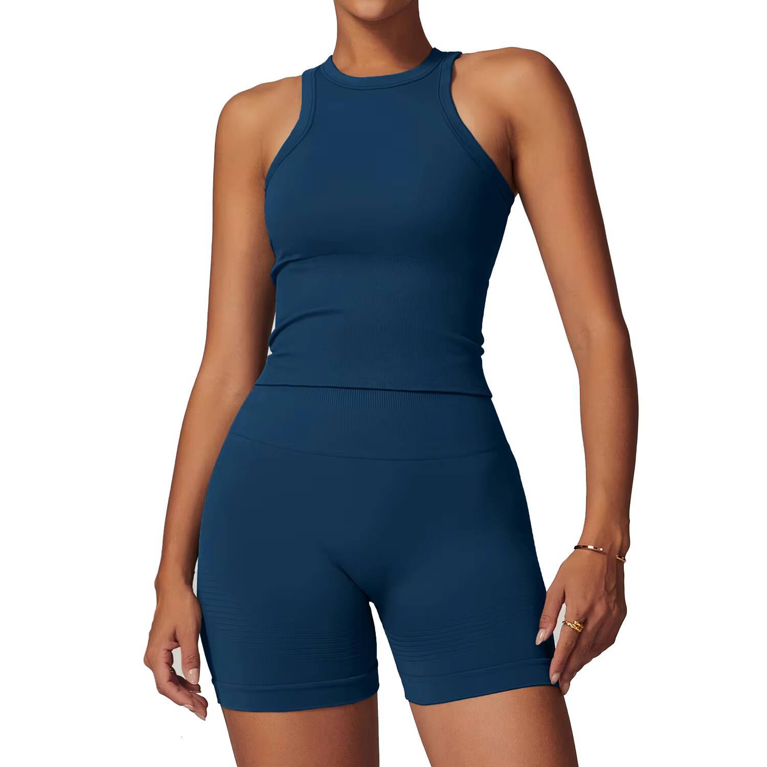 Womens Activewear Removable Chest Pad Tank Top Bra Jacket Yoga Sets Gym Fitness Shorts Leggings Clothes Workout Sets for Women