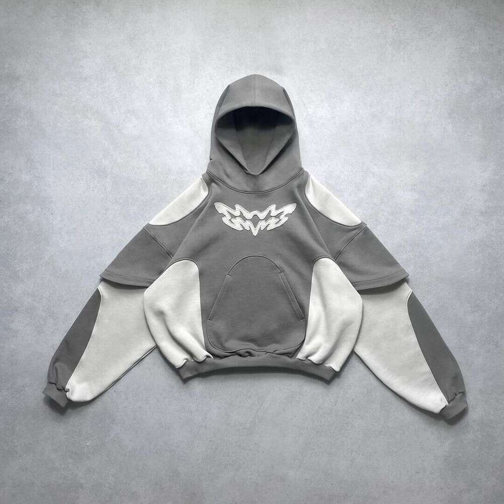 2024 Autumn New Simple Style Color Block Printed Casual Trendy Unisex Hooded Sweatshirt