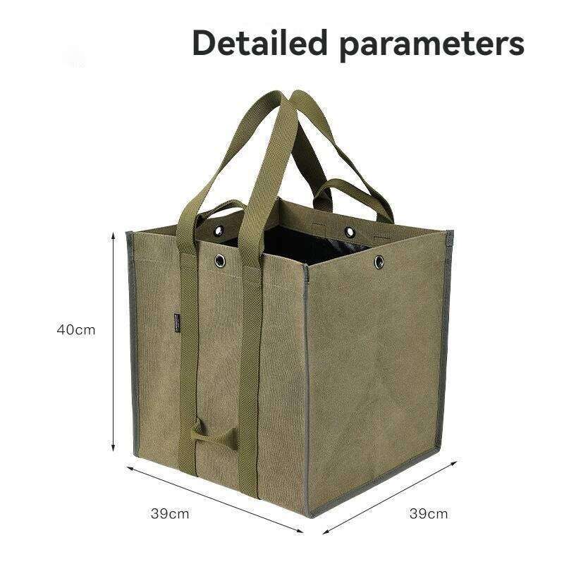 CAMPINGMOON Firewood Bag, Camping Equipment Storage With Double Handles, Shoulder Back, Outdoor Thick Canvas Bag