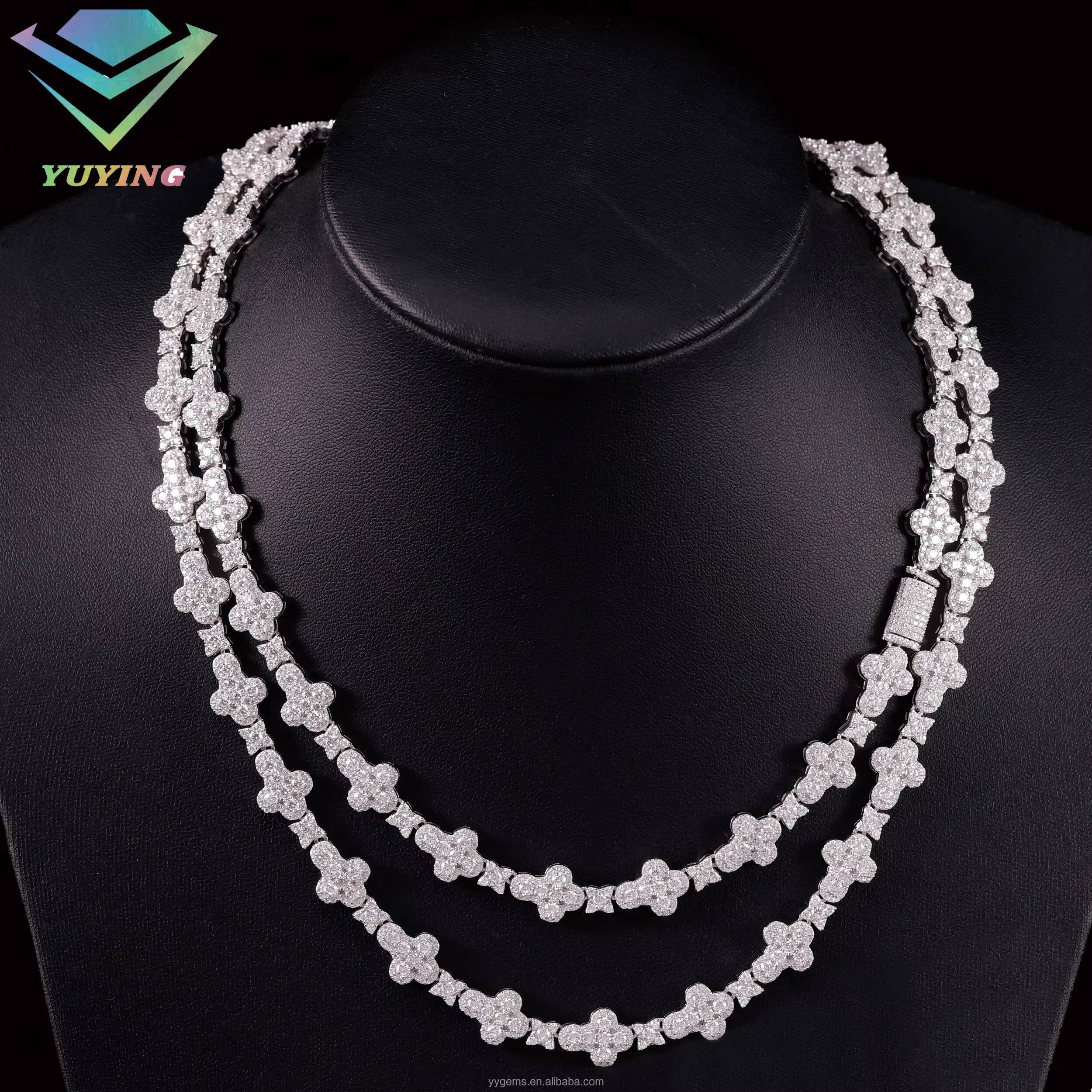 Fashion Cross Style VVS Moissanite Diamond Necklace 15mm Wide S925 Solid Silver Hiphop Cross Cuban Link Chain Fashion Jewelry