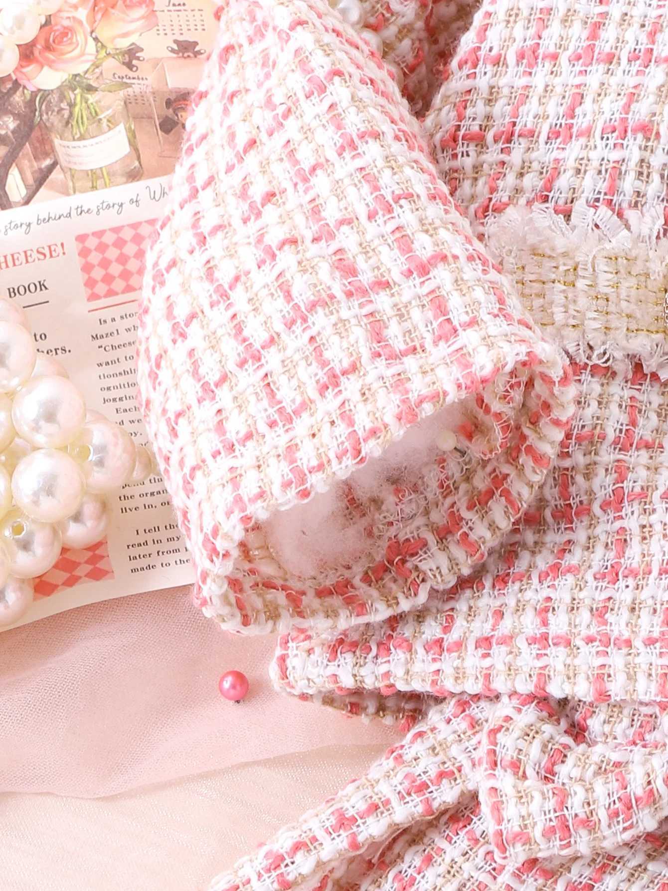 2PCS Cross Border Autumn New Girl Baby 16 Years Old Sweet And Cute Pink Round Neck JacketPleated Skirt Set L250926AWOA