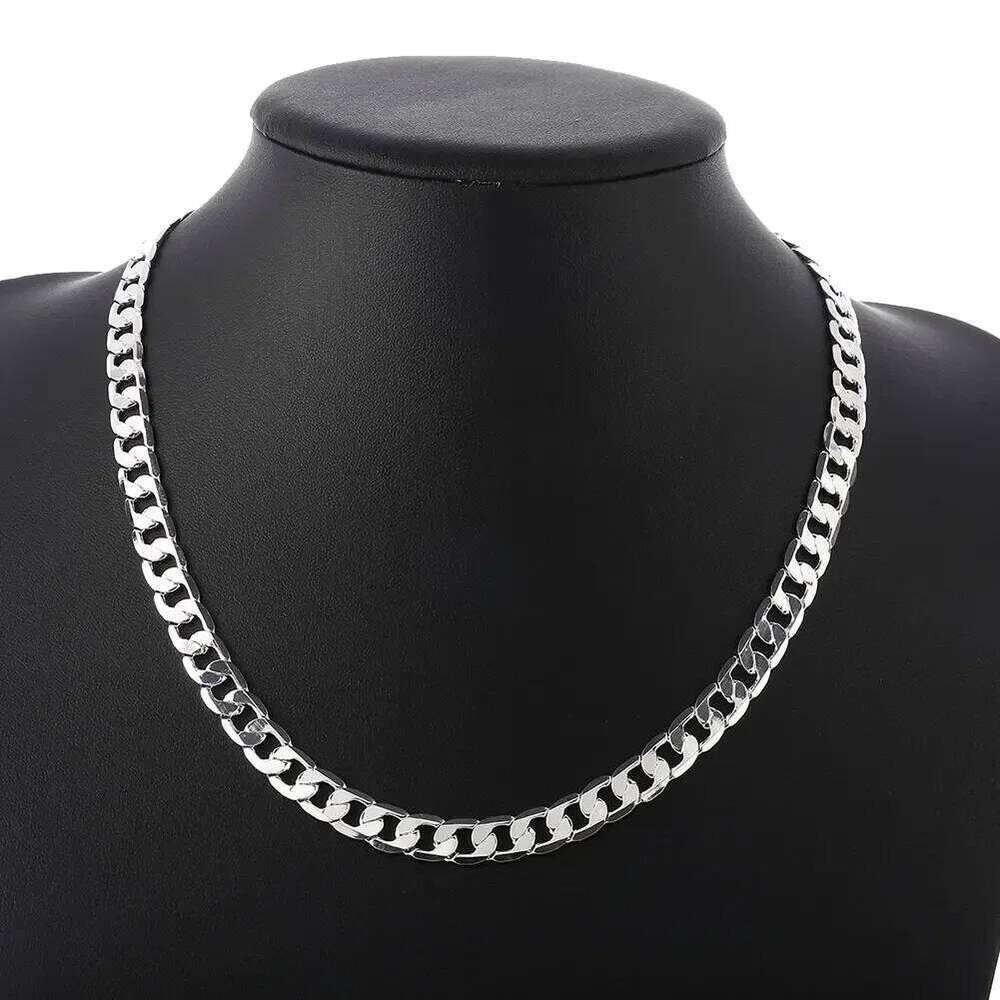 Sterling Sier Necklace High Quality Jewelry For Women Men 40-60cm 8mm Chain Solid Fashion Wedding Christmas Gifts