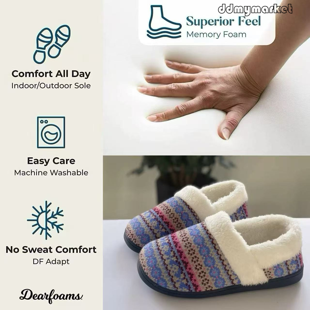 Cotton Shoes Men and Women Slippers Warm Non-slip Thickened Plus Velvet Wool Thread ddmymarket