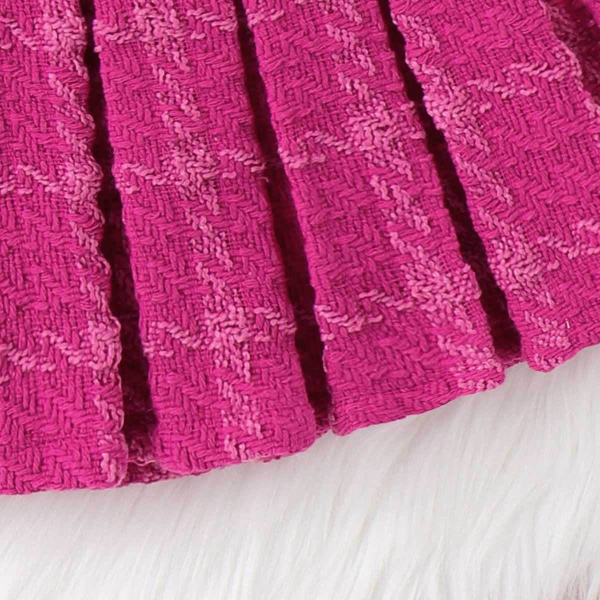 3pcsToddler Girls Solid Color Classic Grid Houndstooth Suit Dress Set with Hat L250926X5D2